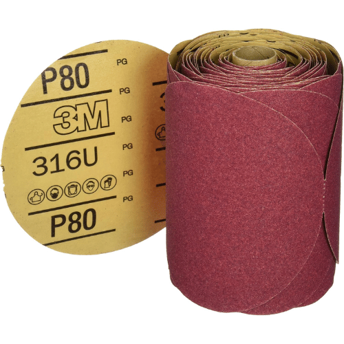3M 01116 6" 80 Grit Red PSA Abrasive Disc, 100 per Roll