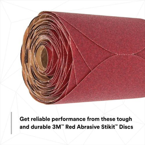 3M 01116 6" 80 Grit Red PSA Abrasive Disc, 100 per Roll