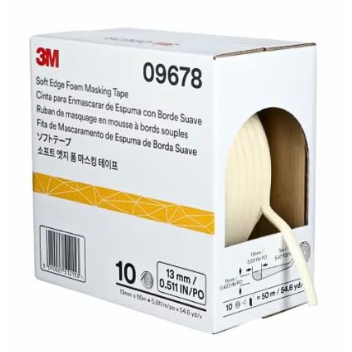 3M™ 09678 1/2" Soft Edge Foam Masking Tape, 50m L
