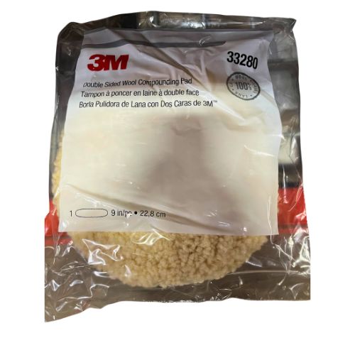 3M 33280 9" Double-Sided Wool Compound Pad, 5/8" Thread