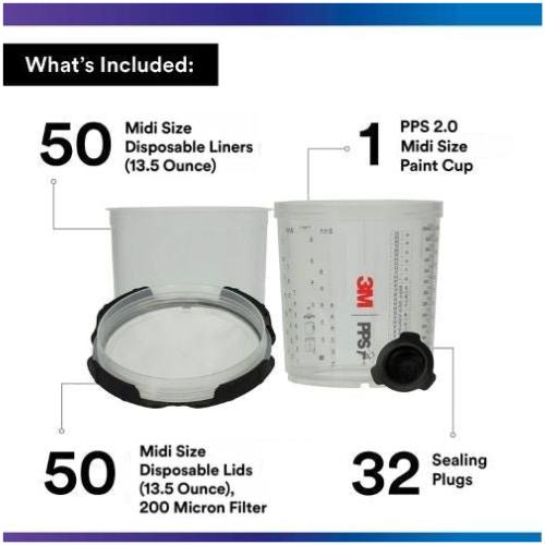 3M PPS 2.0 13.5 oz Midi Lid and Liner Kit, 26112, 200 Micron Filter
