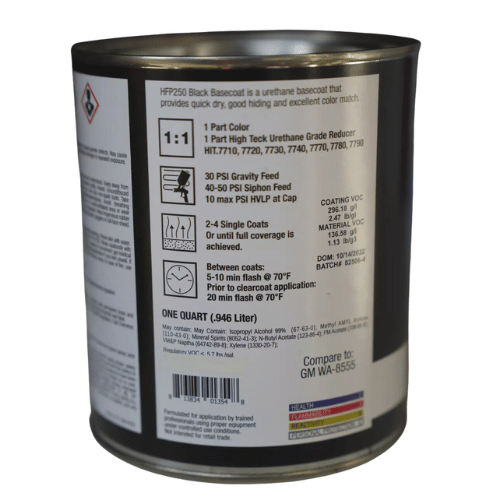 Black GM WA-8555 Basecoat Paint, Quart, High Teck HFP250
