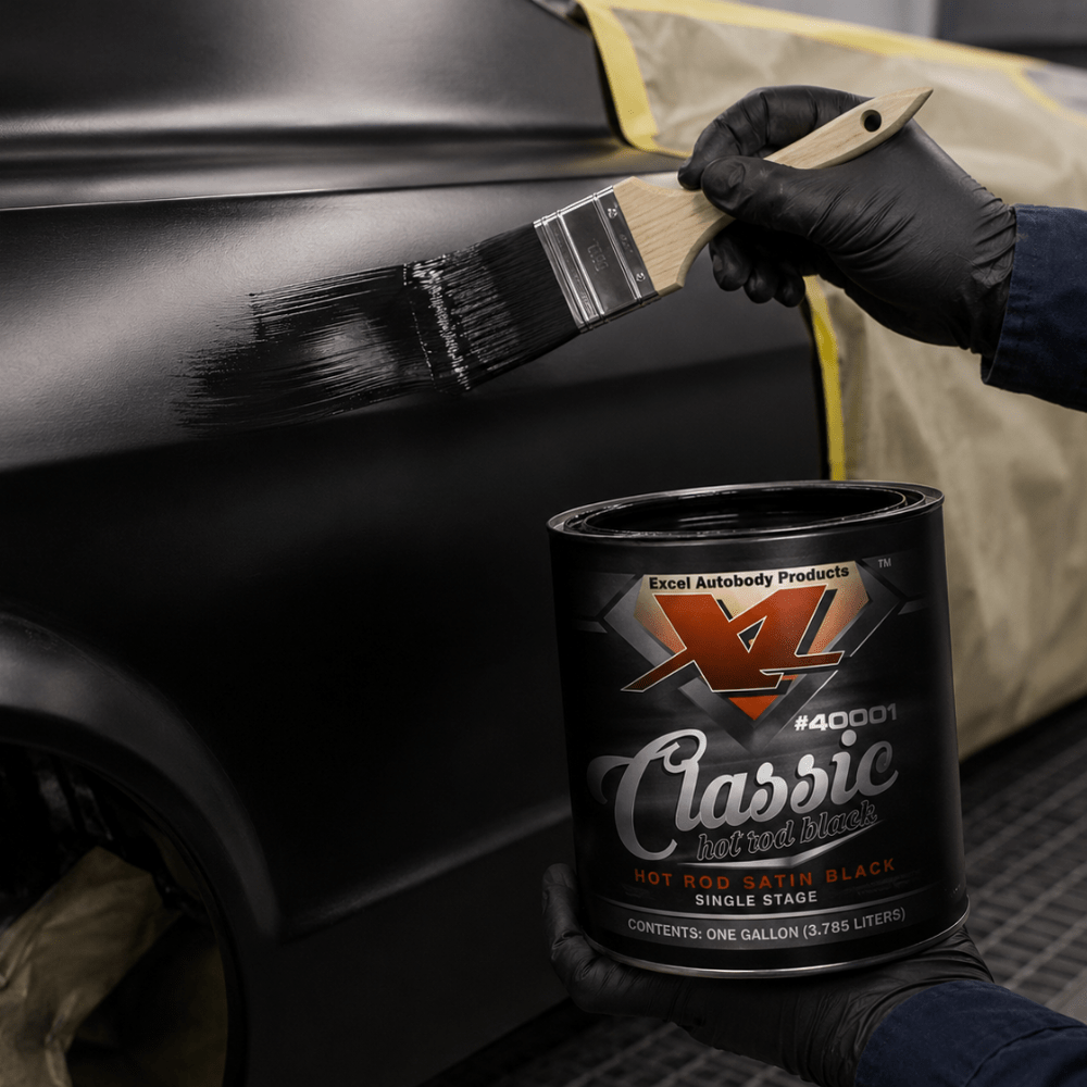 Excel 40001 Hot Rod Satin Black Single Stage Paint, 1 Gallon
