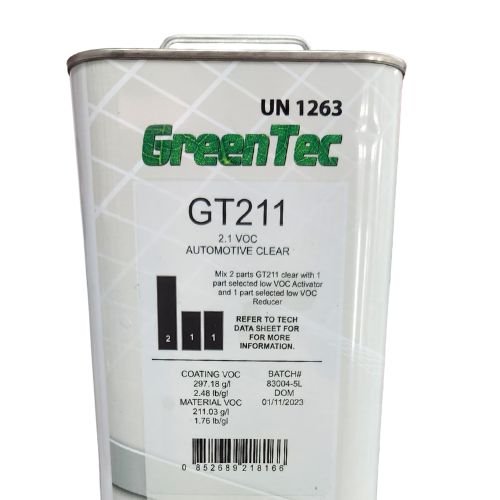 GreenTec GT211 2:1 Low VOC Clearcoat + Med Hardener Kit, 5 L