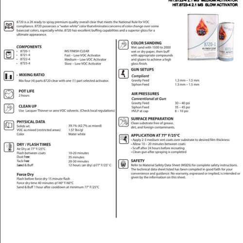 High Teck 8720 MS Finish Clear and Medium Activator Kit , 1 gal