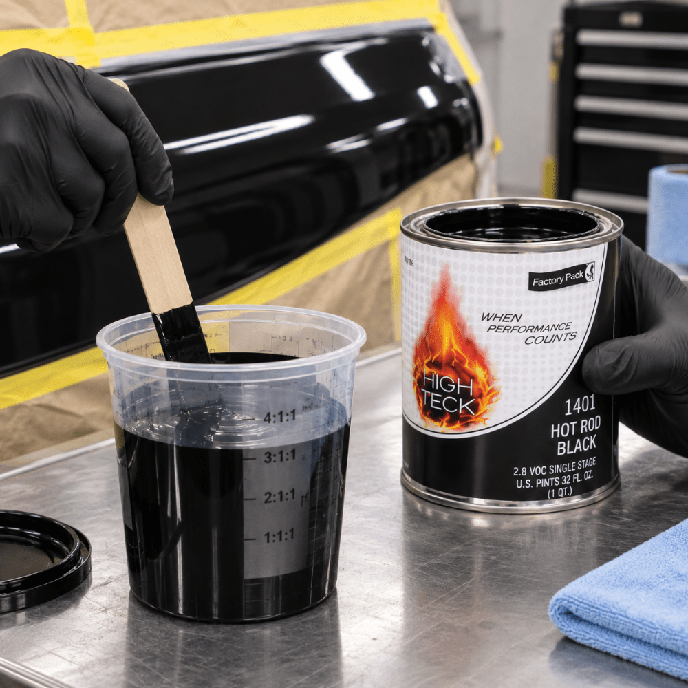 High Teck Hot Rod Black Single Stage Factory Pack Paint, Qt