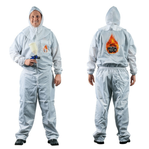 High Teck Premium White Polyester Paint Suit with Hood