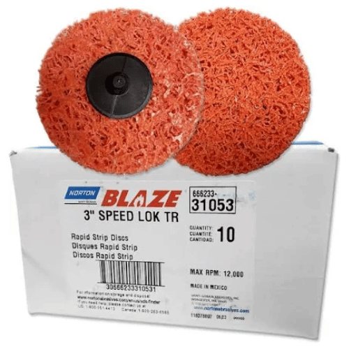 Norton 31053 Bear-Tex Blaze 3 in Rapid Strip Quick Change Disc, 10 pk