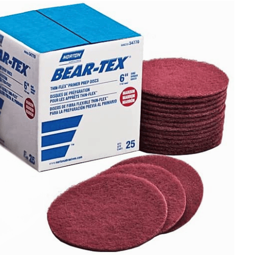 Norton Bear-Tex 34770 6" Red Primer Prep Sanding Disc, Box of 25