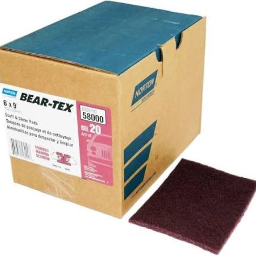 Norton Bear-Tex 58000 Maroon 6"x9" Flexible Scuff Pad, Box of 20