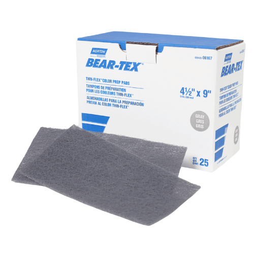 Norton Bear-Tex 06167 Gray Thin-Flexible Hand Pad, Box of 25