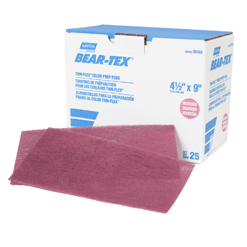 Norton Bear-Tex 06166 Red Thin-Flexible Hand Pad, Box of 25