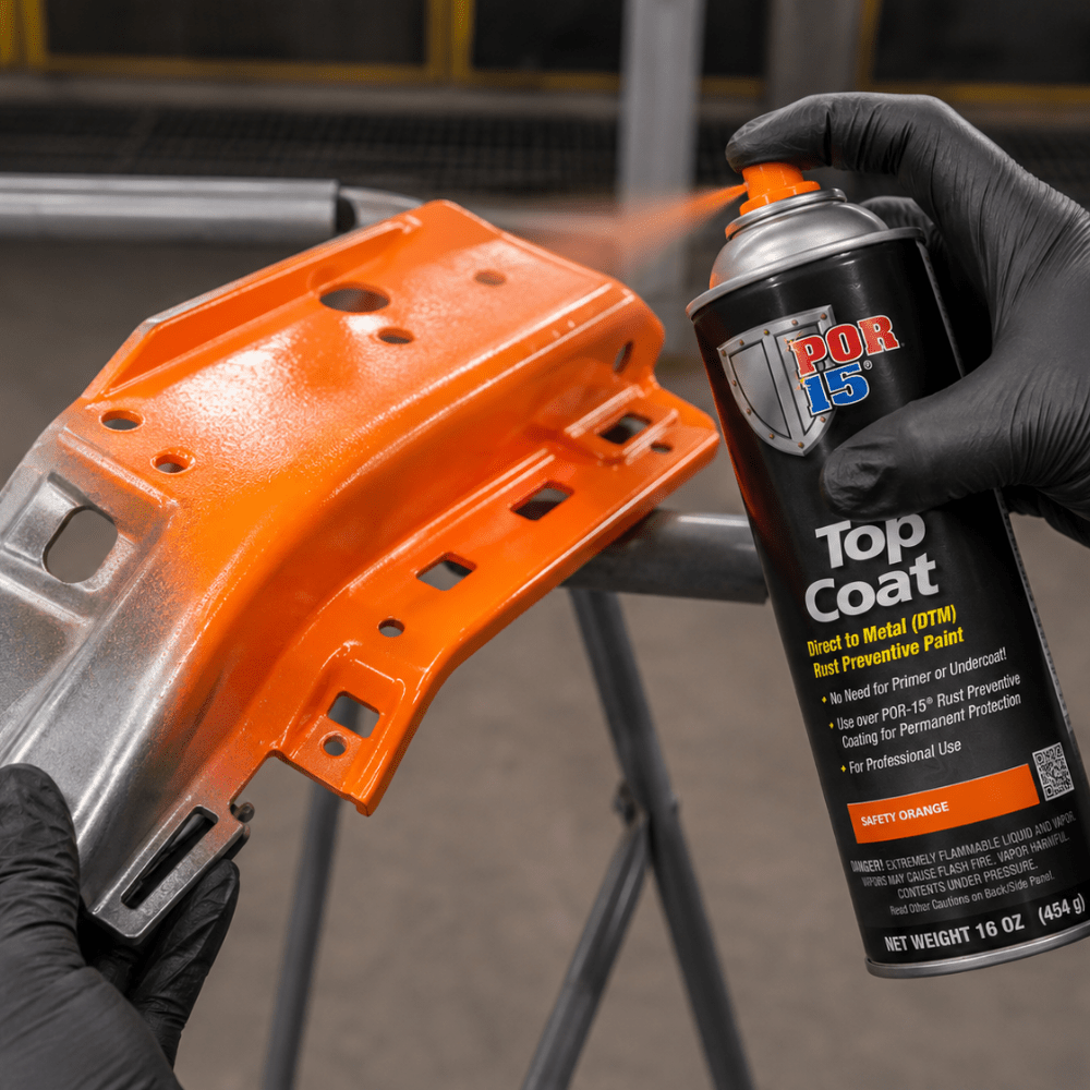 POR-15 46218 Safety Orange Top Coat DTM Paint, 16 oz