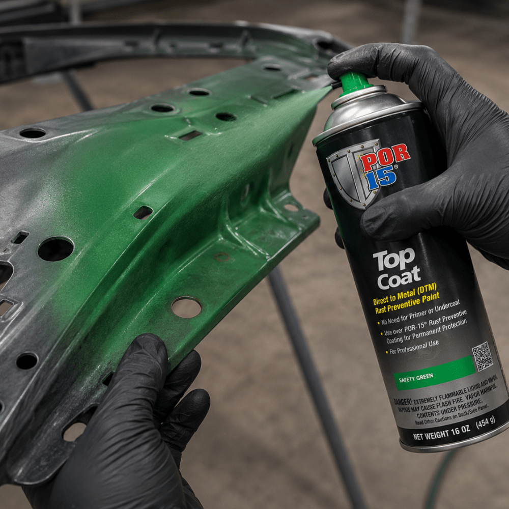 POR-15 46518 Safety Green Top Coat DTM Paint, 16 oz