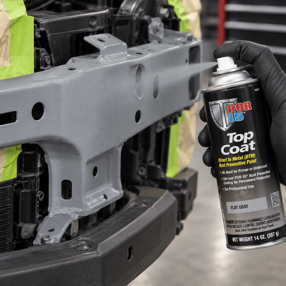 POR-15® 46618 Flat Gray Top Coat DTM Paint, 14 oz Aerosol Can