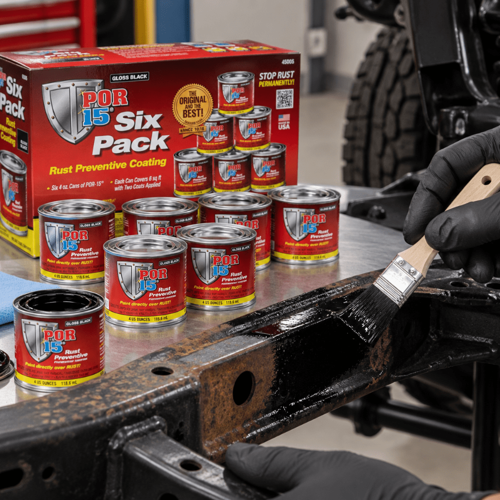 POR-15 Gloss Black Rust Preventive Coating, 6 pk 4 oz Cans