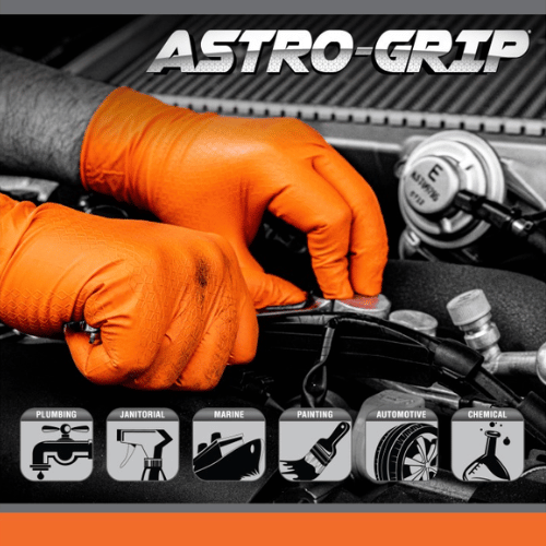 SAS® Astro-Grip XL Disposable Gloves, Orange Nitrile, Box of 100