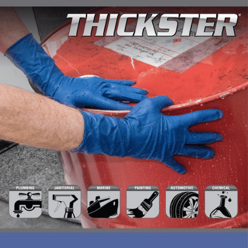 SAS® Thickster Medium Blue Latex Gloves, Box of 50