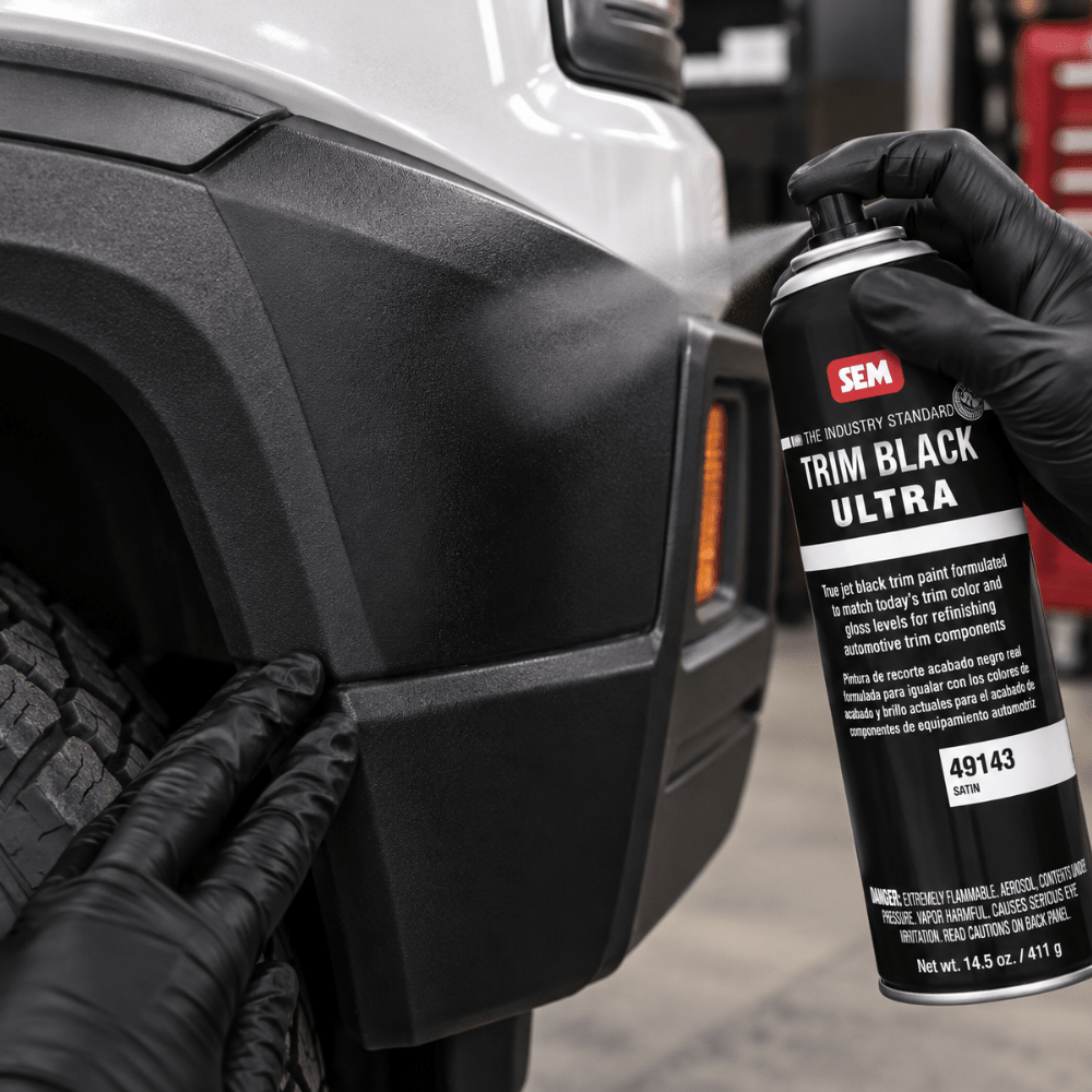 SEM 49143 Satin Black Ultra Trim Paint, 20 oz Aerosol Can