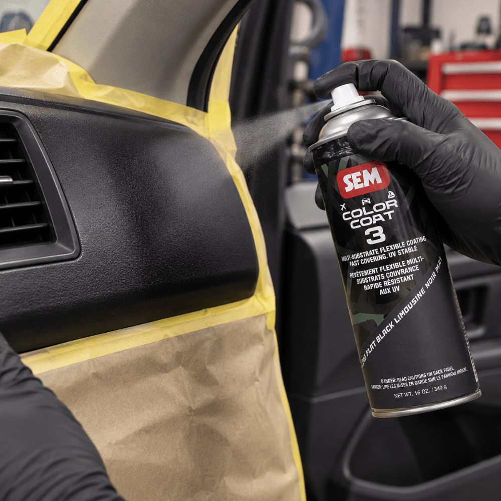 SEM 87503 Color Coat 3 Limo Flat Black, 16 oz | Aerosol | Auto Interior Paint