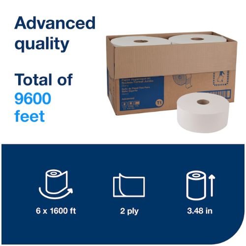 Tork 12021502 Jumbo Bath Tissue | Case of 6 | 2 Ply