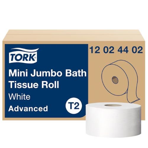 Tork 12024402 Mini Jumbo Bath Tissue | Case of 12 | 2 Ply
