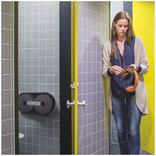 Tork 247549A Twin Jumbo Bath Tissue Dispenser | Black