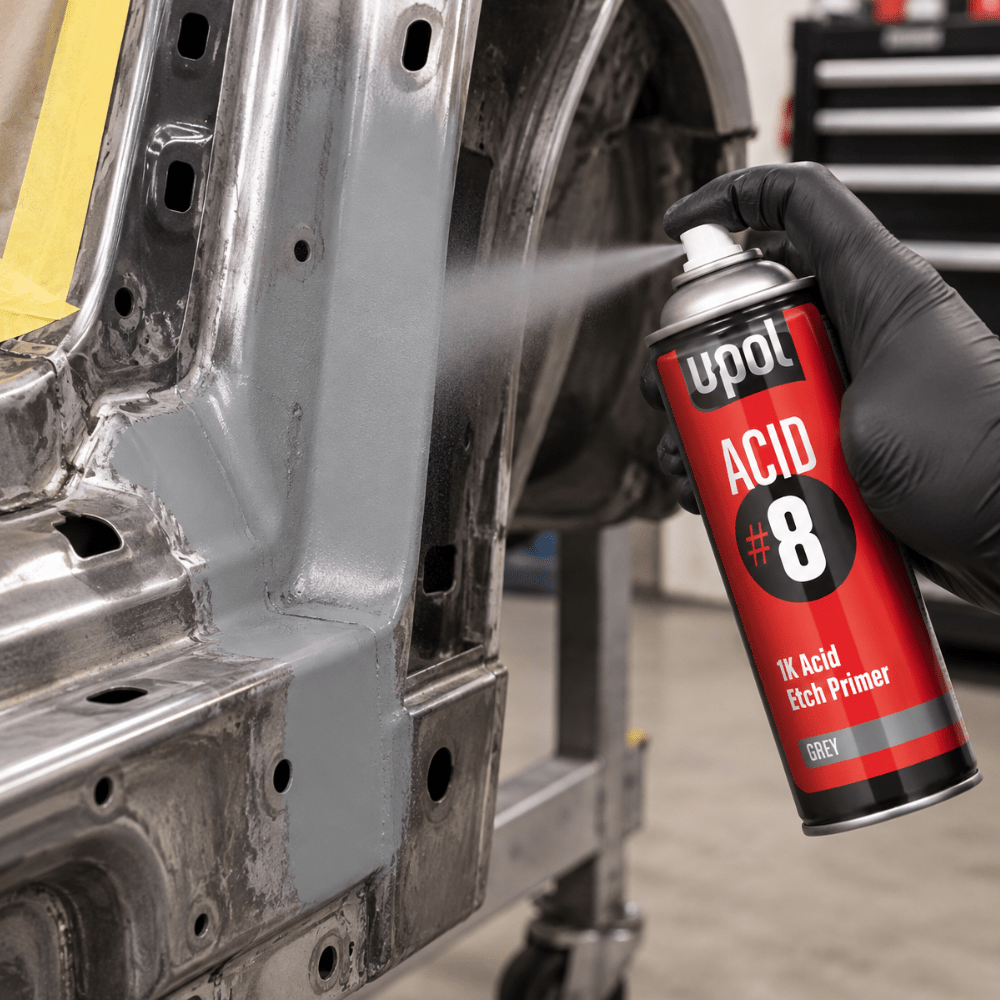U-POL UP0741V Acid Etch Gray Primer, 15 oz Aerosol Can