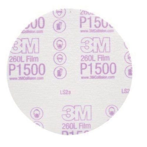 3M™ 1500 Grit 6" Finishing Film Disc, White Aluminum Oxide, Box of 100