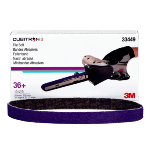 3M Cubitron II 33449 36+ Grit File Belt, 3/4in x 20.5in, Box of 10
