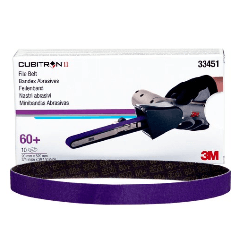 3M Cubitron II 33451 60+ Grit File Belt, 3/4in x 20.5in, Box of 10