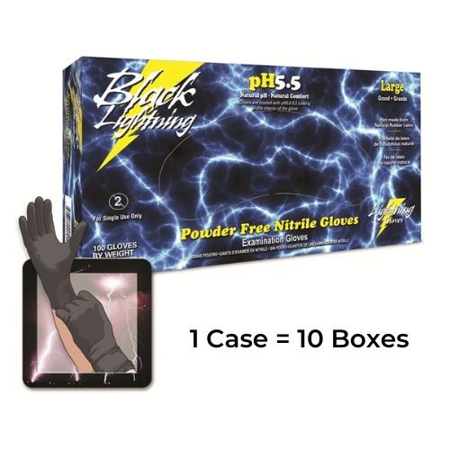 ASP Black Lightning Large Nitrile Exam Gloves, Case of 10 Boxes -BL-110-CASE---Eagle National Supply