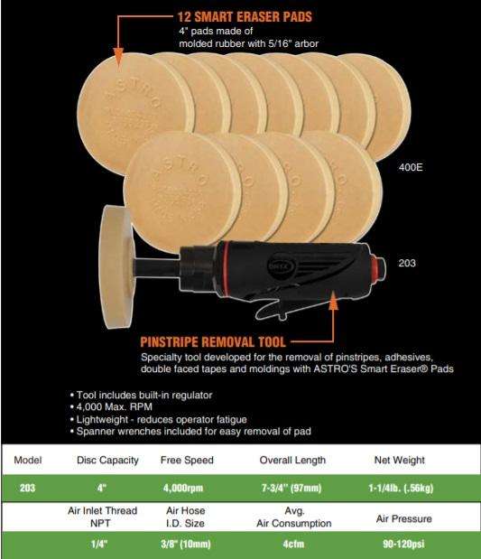 Astro Pneumatic® 232 Pinstripe Removal Kit, 4000 rpm
