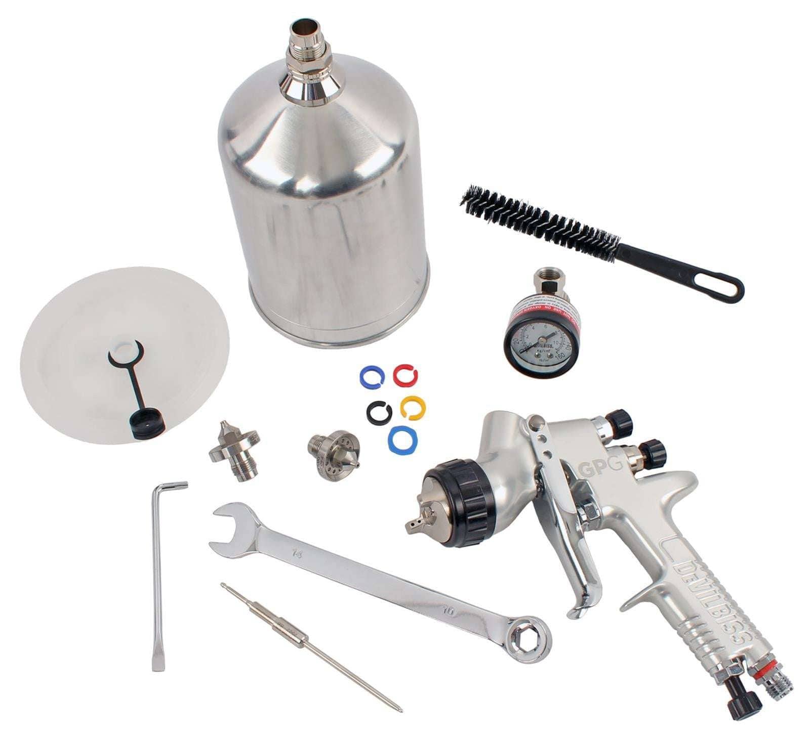 DevilBiss GPG 905012 HVLP Spray Gun with Cup, 1.3,1.5,1.8mm Nozzles