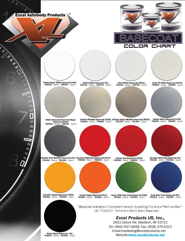 Ebony Black Code UA Polyester Basecoat Paint, Gallon, Excel 701001