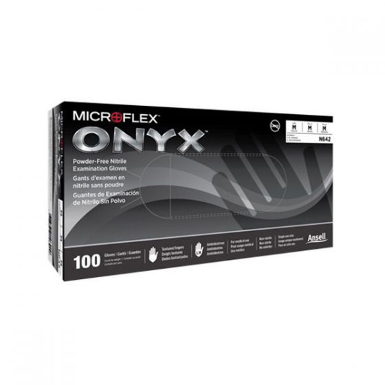 Microflex Onyx N642 Medium Black Nitrile Disposable Gloves, Box of 100 -N642---Eagle National Supply
