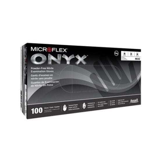 Microflex Onyx N644 XL Black Nitrile Disposable Gloves, Box of 100