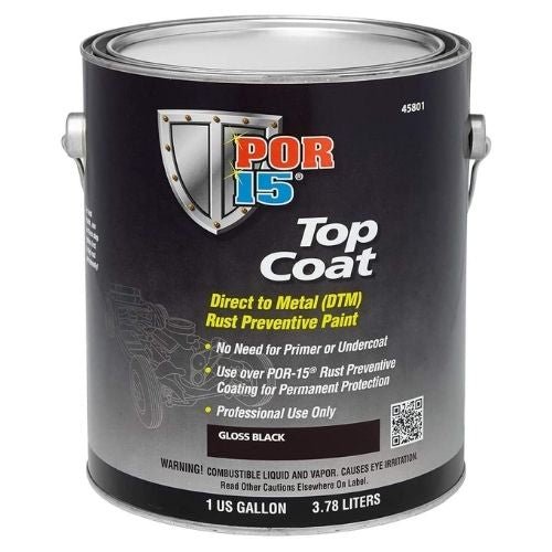 POR-15® 45801 Gloss Black Top Coat DTM Paint, 1 Gal -45801---Eagle National Supply