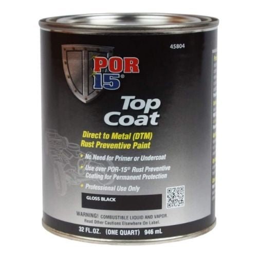 POR-15 45804 - Top Coat Paint Gloss Black Quart, Por 15