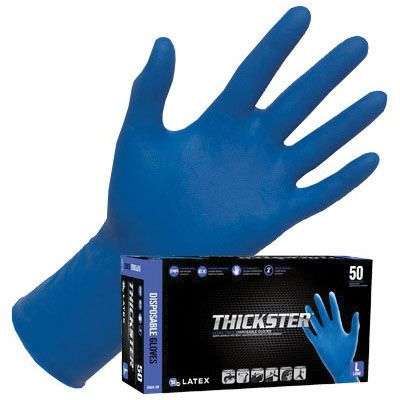 SAS® Thickster® 6604-20 Ultra Thick Blue Latex Disposable Gloves, X-Large, Box of 50 Powder Free ---Eagle National Supply