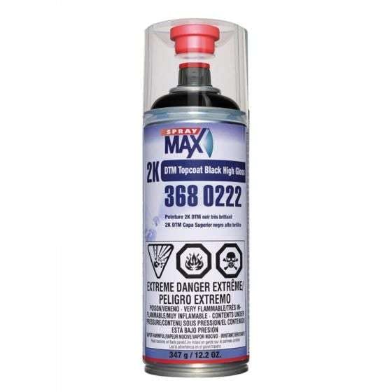 SprayMax® 3680222 2K DTM Topcoat, 12 oz Aerosol, High Gloss Black