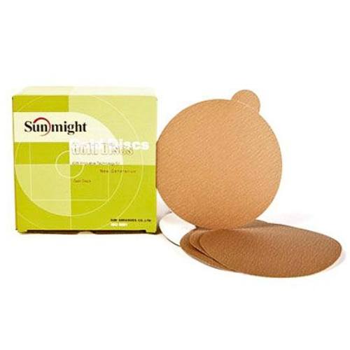 Sunmight 6 Inch 220 Grit Gold PSA Sanding Disc, 100 pk