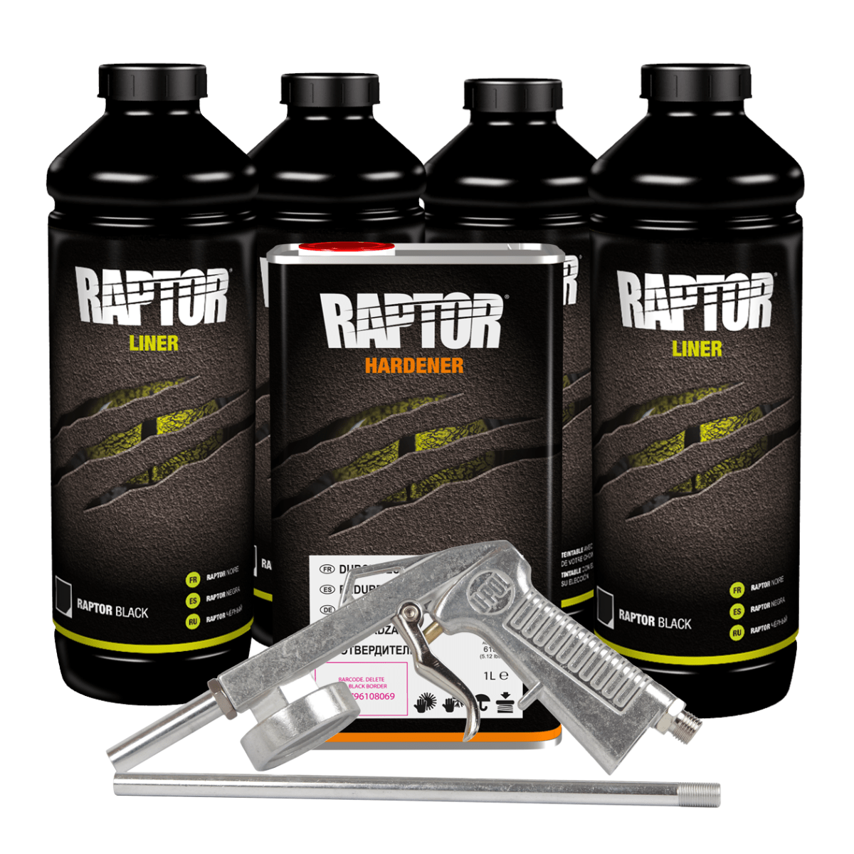 U-POL® 0820G National Rule Raptor Kit with Gun, 1 gal, Black