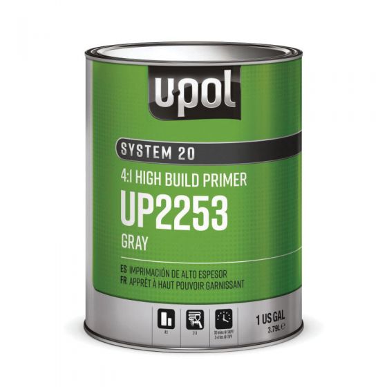 U-POL SYSTEM 20 UP2253 3 in 1 High-Build 2K Gray Primer, 1 Gal
