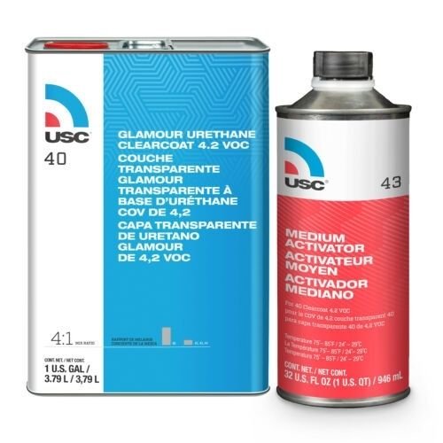 USC 40-1 High-Build Glamour Urethane Clear Coat, Gal, 4:1 Mixing