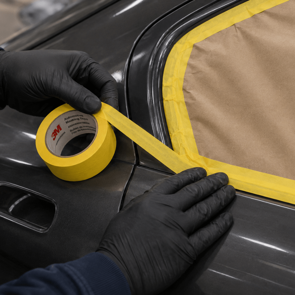 3M 06653 1.0" Yellow Automotive Masking Tape, Case of 36