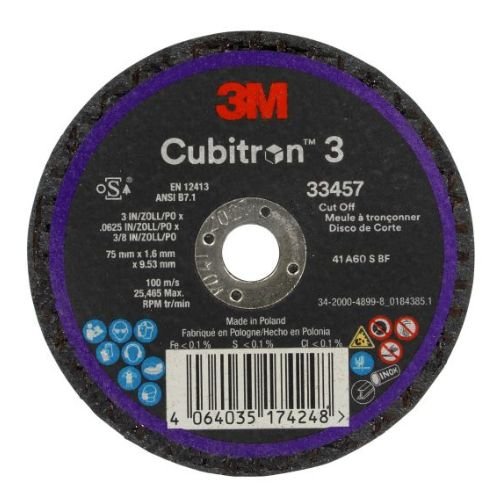 3m Cubitron 33457 Cut off Wheel | 3" x 1/16" x 3/8" | Pack of 5