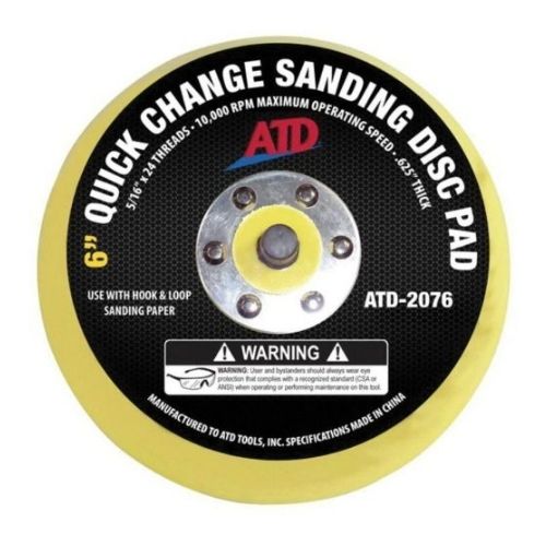 ATD 2076 6" Orbital Sander Backing Pad, Velcro