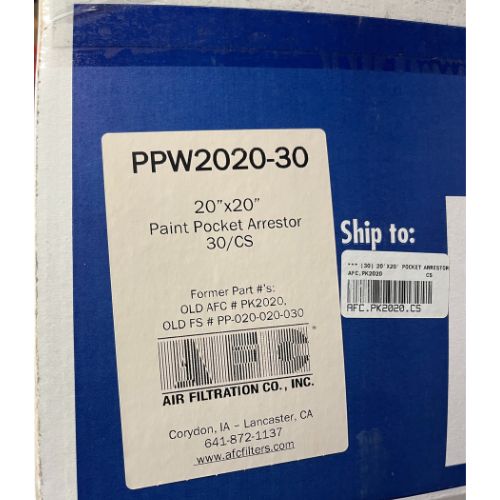 AFC PPW2020 Paint Pocket Booth Filter, 20x20x1.5 in, Case of 30 - PPW2020 - 30 - Eagle National Supply