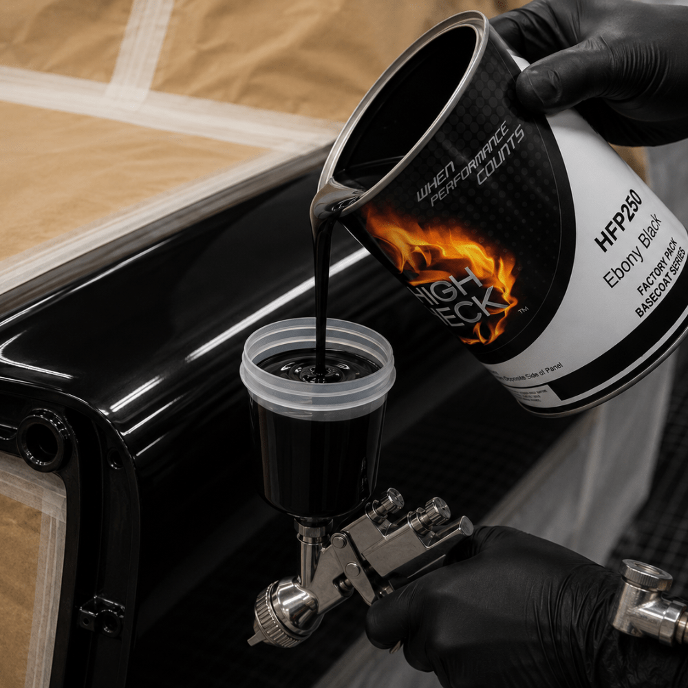 Black GM WA-8555 Basecoat Paint, Gallon, High Teck HFP250